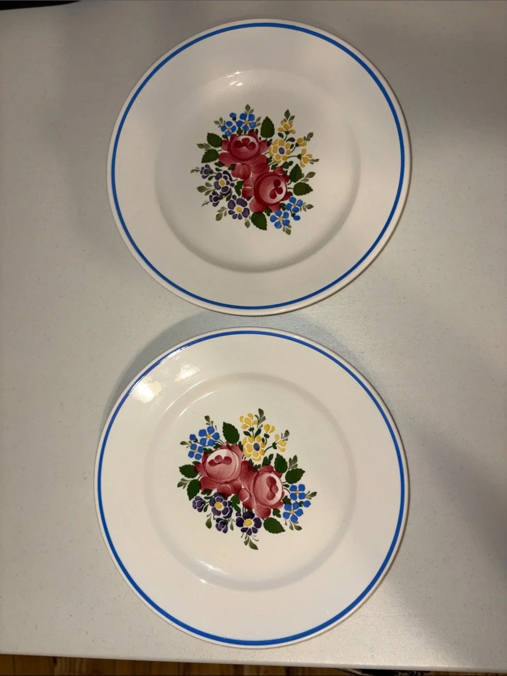 Vintage Waechtersbach GERMANY Rose Dec.2540 hand painted salad plates pair